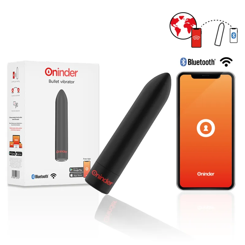 Oninder - Berlin Bullet Vibrador Preto 9 Modos 8,5 X 2 cm - Aplicativo Gratuito