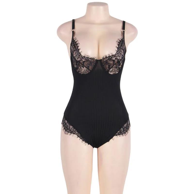 Subblime - Queen Plus Teddy with Clears and Fringes Black