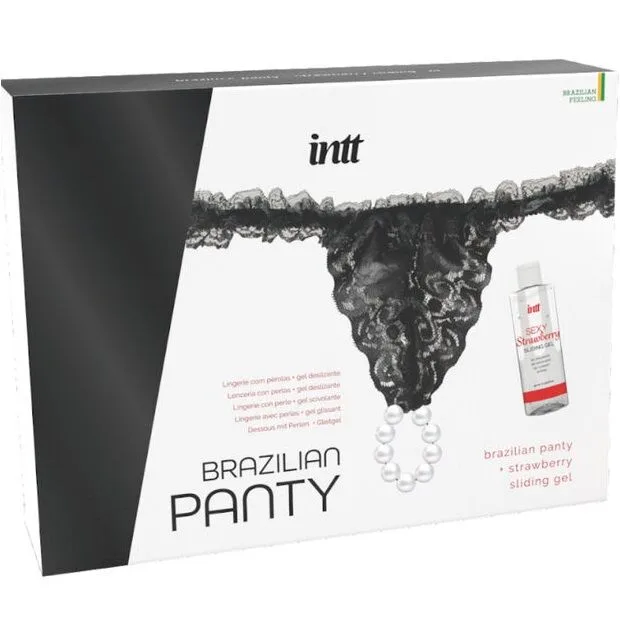 Intt Releases - Brazilian Black Panty with Pearls and Lubricant Gel 50 ml